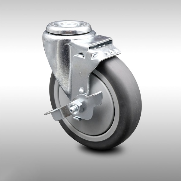 Service Caster 5 Inch SS Thermoplastic Rubber Wheel Swivel Bolt Hole Caster with Brake SCC SCC-SSBH20S514-TPRB-TLB - main